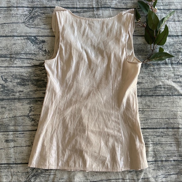 Express Shiny Cream Ruffle Career Frill Shell Top - Picture 4 of 6